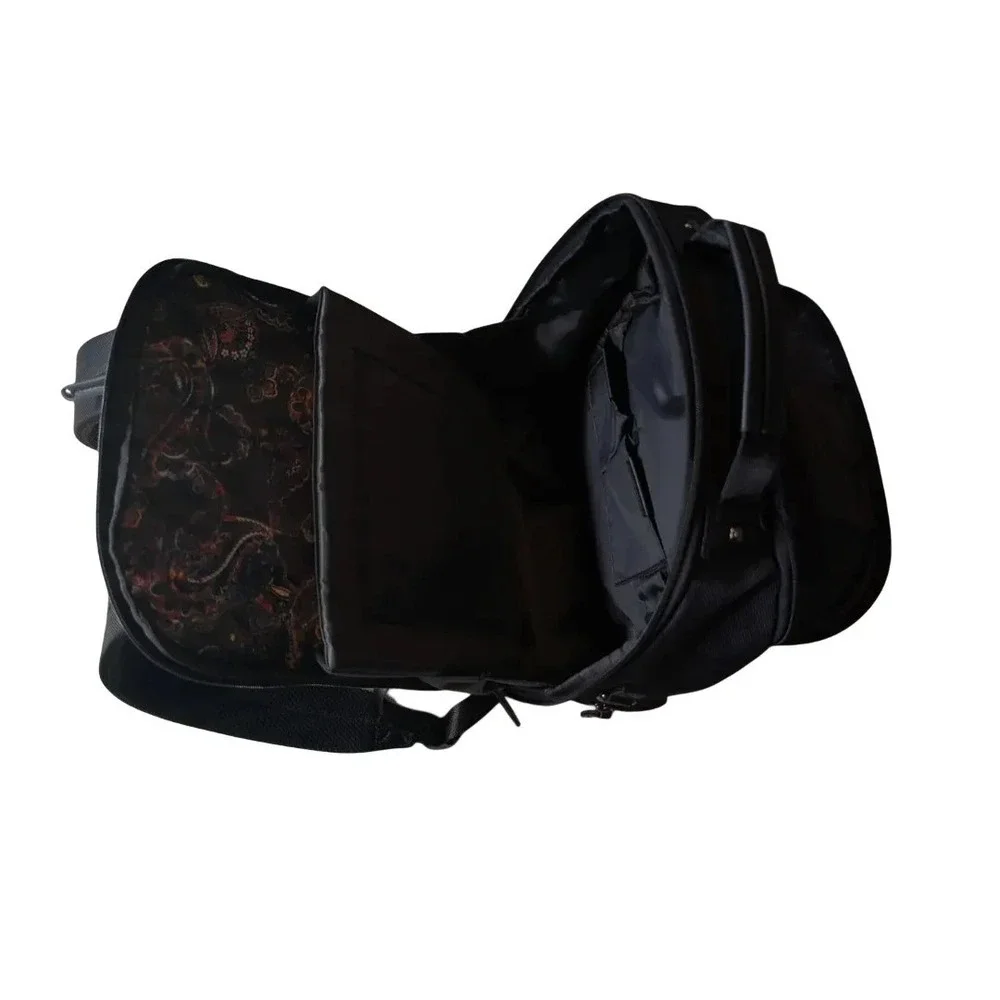 Robert Graham Black Nylon Backpack Carbon Fiber Trim Paisley Lining NWT $228 - Picture 7 of 16